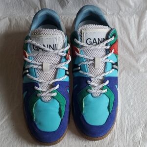 Ganni Sky Captain Suede And Mixed Material Sneakers. Sz 39